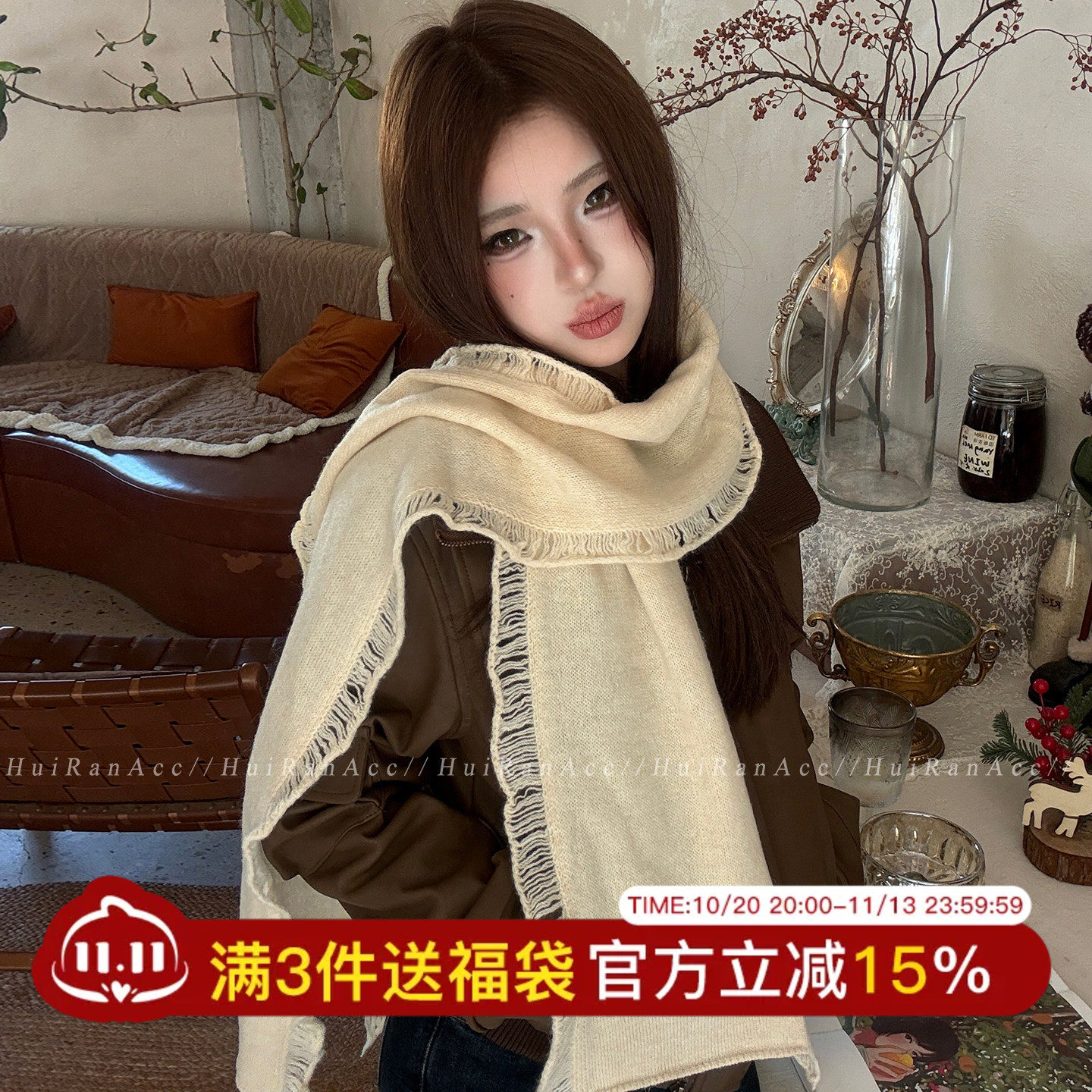 高品质100%纯羊毛针织围巾