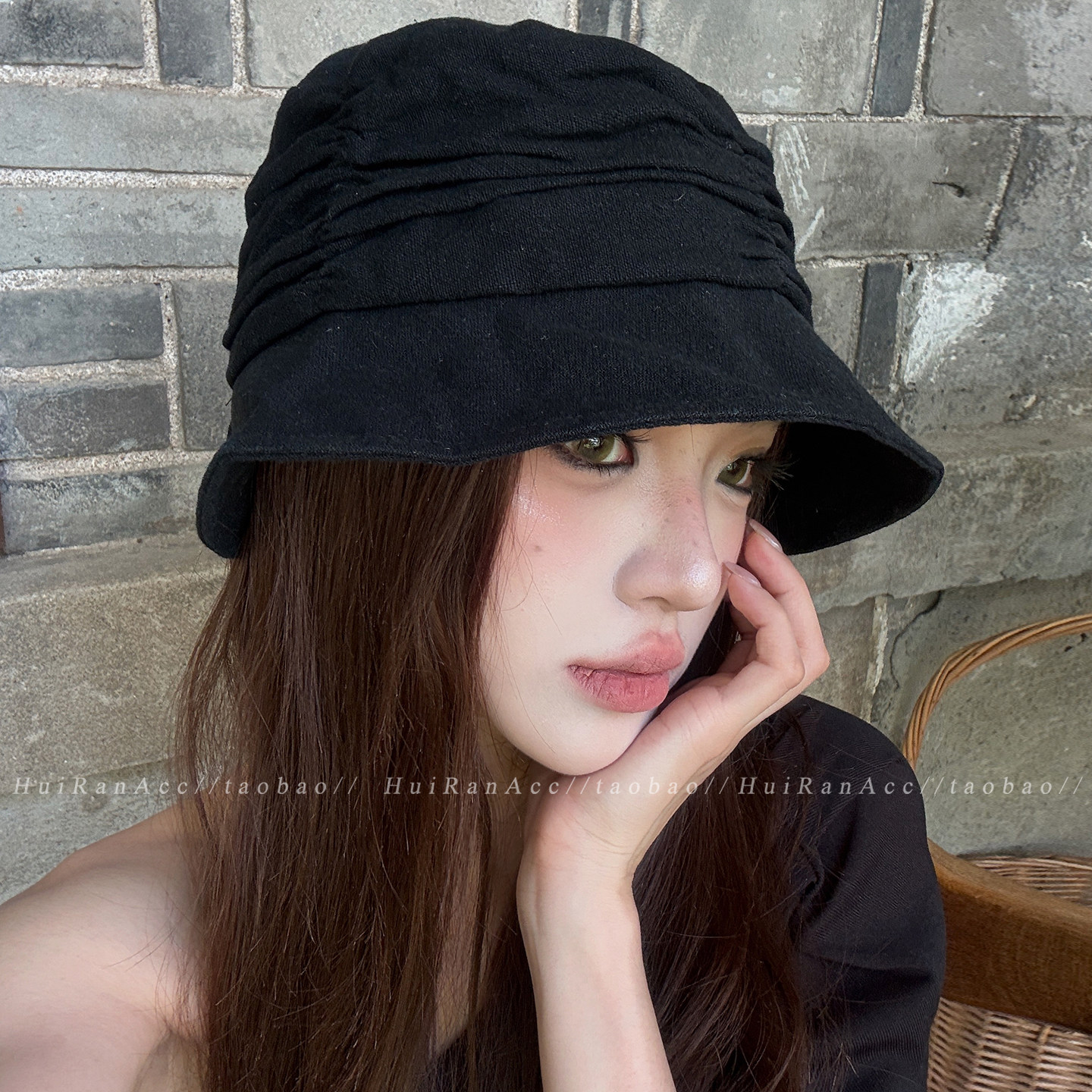 复古褶皱渔夫帽女夏薄款透气