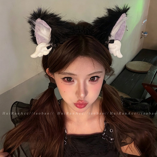 恶魔翅膀蝴蝶结猫耳毛绒发箍