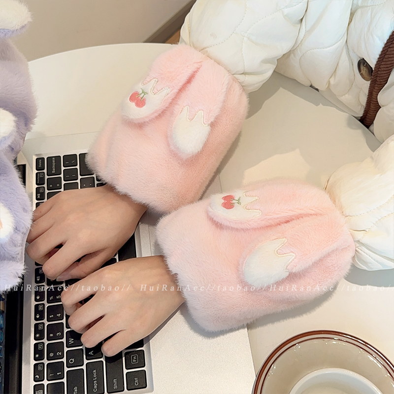 秋冬季毛绒袖套保暖防污耐脏