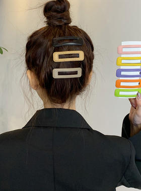 气质方形皮质发夹女侧边夹子头饰发卡刘海夹前额头饰BB夹发饰边夹