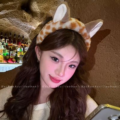 可爱鹿角毛绒发箍日常外戴发卡