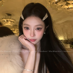 千金小香风闪锆方形水滴发夹女2026新款高级感侧边刘海夹发夹发饰