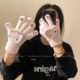 可爱kitty毛绒水钻可触屏手套女2026新款 冬季 保暖骑行防风五指套