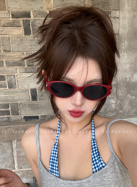 高级感复古红色猫眼墨镜