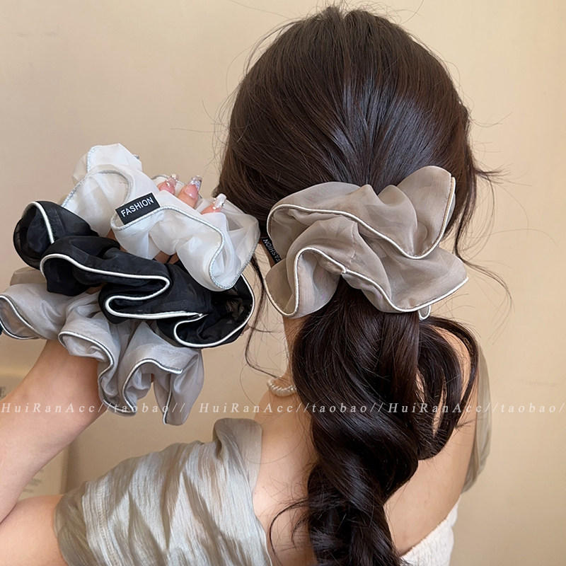 欧根纱大肠发圈春季新款气质盘发马尾头绳女网红扎头发皮筋不伤发