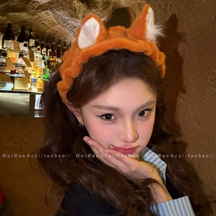 疯狂动物城头饰狐狸尼克耳朵毛绒发带女2026新款洗脸压发头箍发饰