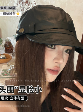 黑色亮面马术帽女日系复古显脸小
