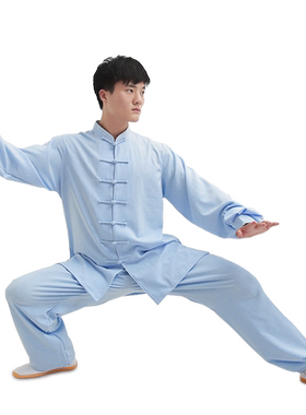 太极服女春夏新款棉麻武术表演服
