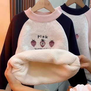 女童加绒卫衣2025冬装新款儿童韩系一体绒上衣中大童洋气打底衫
