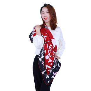 瑞蚨祥桑蚕真丝丝巾方巾女妈妈生日情人节礼物礼盒斜纹绸印花披肩