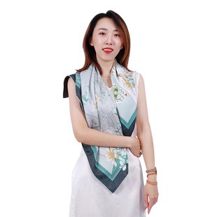 瑞蚨祥原创桑蚕真丝丝巾女方巾披肩双面异色围巾送妈妈教师节礼盒