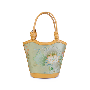 瑞蚨祥100%桑蚕丝女包新中式国风手提包女包国潮斜挎水桶菜篮子