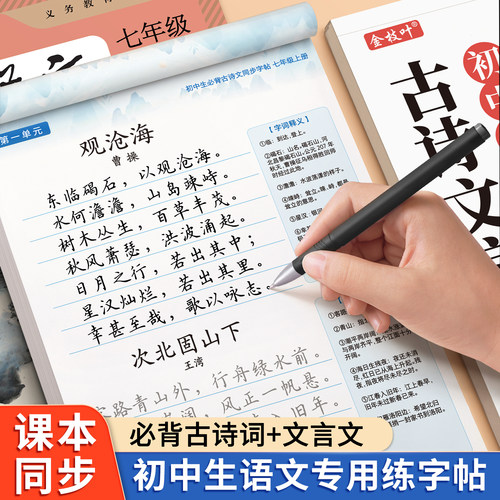 初中必背古诗词和文言文字帖楷书