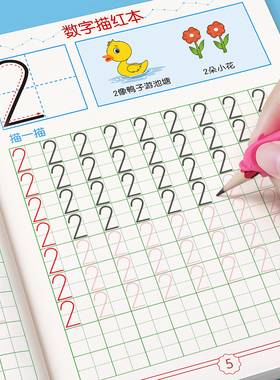 儿童数字控笔训练描红本字帖学前班幼儿园专用初学者幼小衔接练字本拼音练字帖贴幼儿写字入门中班大班练习册3岁1到10一年级小学生