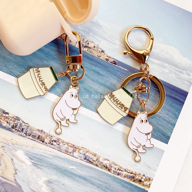 日系风可爱卡通姆明牛奶瓶airpods保护套钥匙扣挂件创意挂链饰品