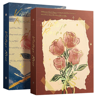 复古玫瑰卡册追星收纳卡片收集册3寸爱豆专辑小卡收纳册生写明信片相册a5活页内页一宫格四宫格拍立得相册本