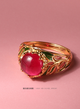 纯银珐琅彩泰国手工轻奢大戒指