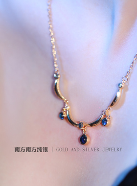 蓝宝石水滴轻奢女款项链锁骨链