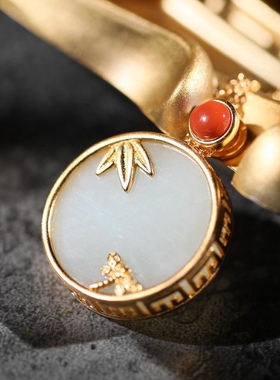 雅竹南方南方纯银饰品天然和田玉女款民族风复古轻奢项链毛衣链