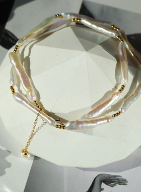 纯银天然巴洛克珍珠项链锁骨链