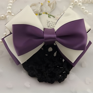 职业头花护士空姐简约发网蝴蝶结银行酒店带网兜工作百搭女头花网