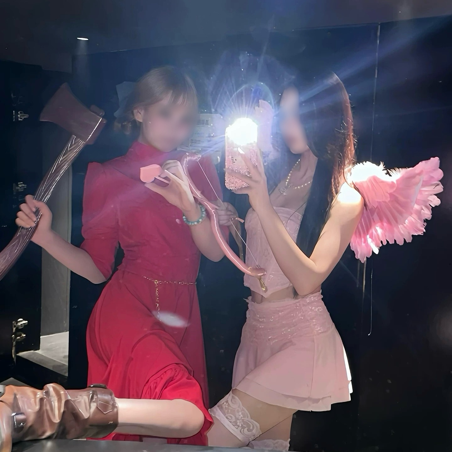 爱神降临丘比特天使粉色羽毛翅膀万圣节cos晚会派对装扮拍照道具