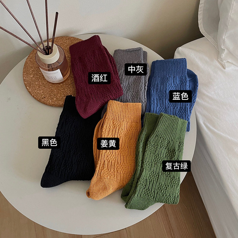 袜子女中筒袜秋冬季粗线雪地靴长袜民族风复古加厚保暖毛线针织袜