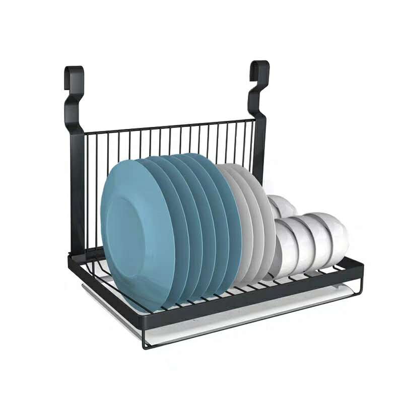 黑色不锈钢可折叠碗碟架沥水架墙壁挂式碗盘收纳架水槽滤水置物架