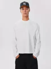 American-Style Boxy Raglan Short Wide-Fit Crew Neck Long-Sleeve Heavyweight 300g Base Shirt Cleanfit Top Trendy T-Shirt for Men