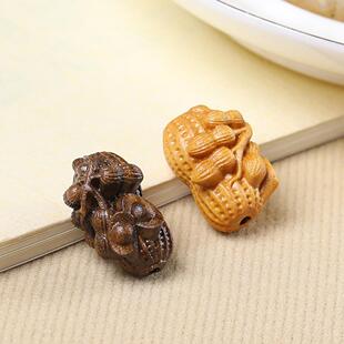 天然檀木多子花生通孔配件宝宝压惊diy手工编制红绳手链饰品配饰
