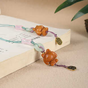 天然檀香木雕刻小修狗手机挂绳可爱吊坠男女情侣钥匙扣包包挂件