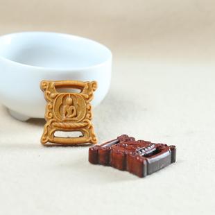 精美复古个性紫檀木无相佛支巴扎经老经书扣DIY佛珠文玩手串配饰