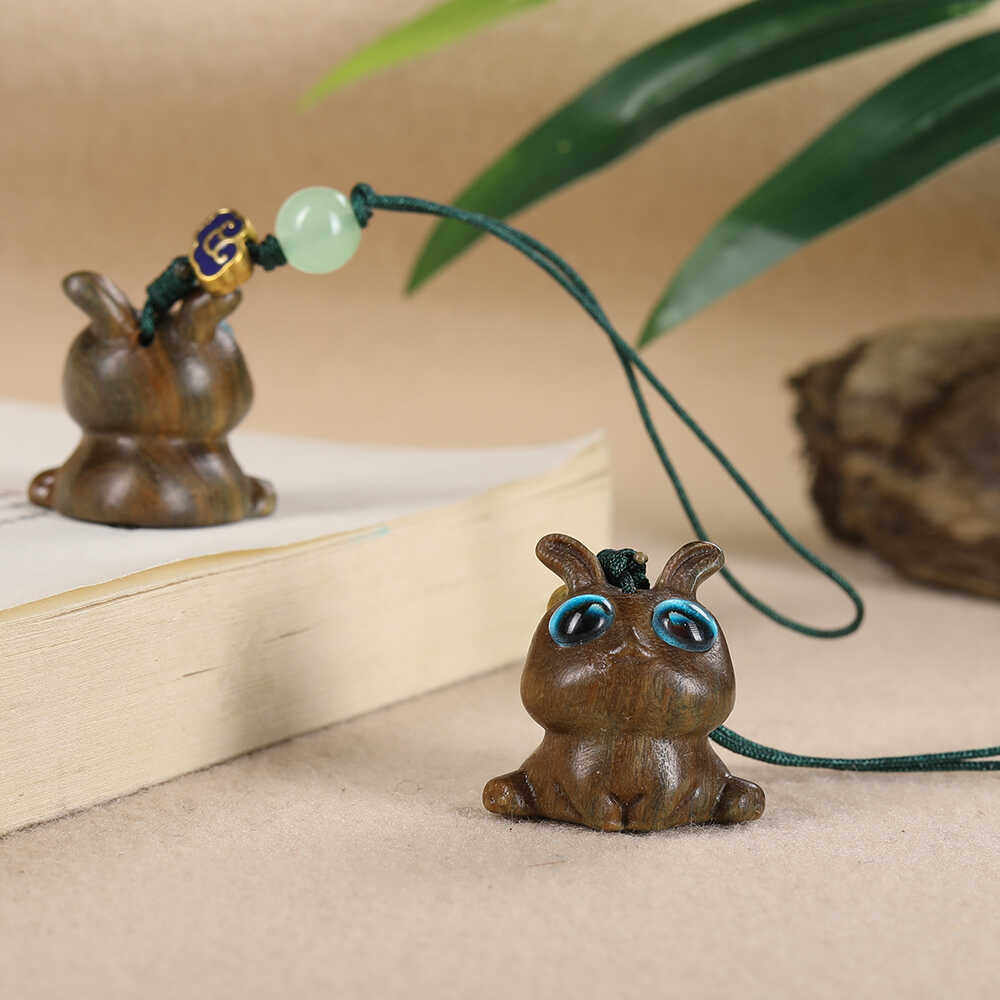 绿檀木本命年车钥匙扣挂件硕亨