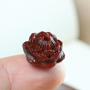 天然沉香紫檀木雕开瓣莲花珠diy手链钥匙扣好运连连车挂包挂配件
