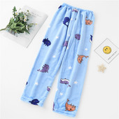 男童法兰绒家居裤 秋冬女童加绒保暖单裤 宝宝珊瑚绒暖暖裤 儿童睡裤