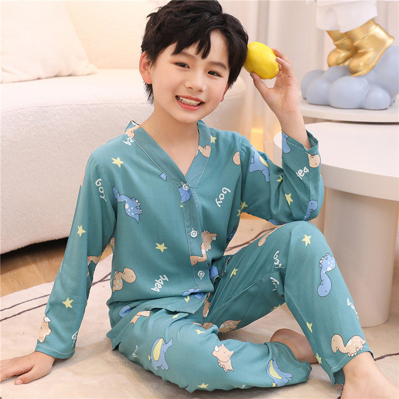 儿童睡衣薄款纯棉春秋家居服纱布