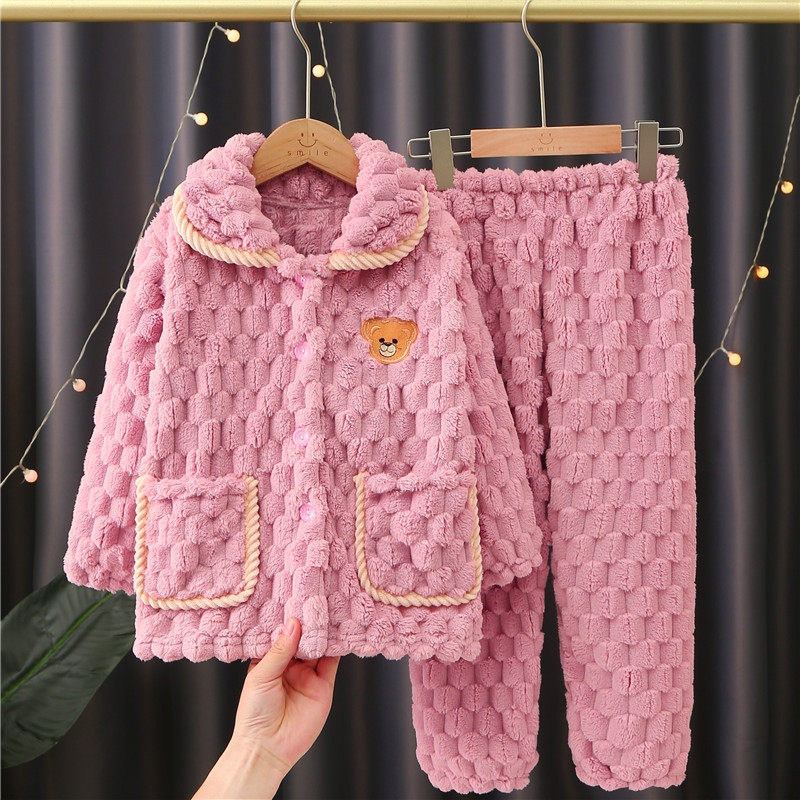 女童珊瑚绒可爱家居服宝宝冬
