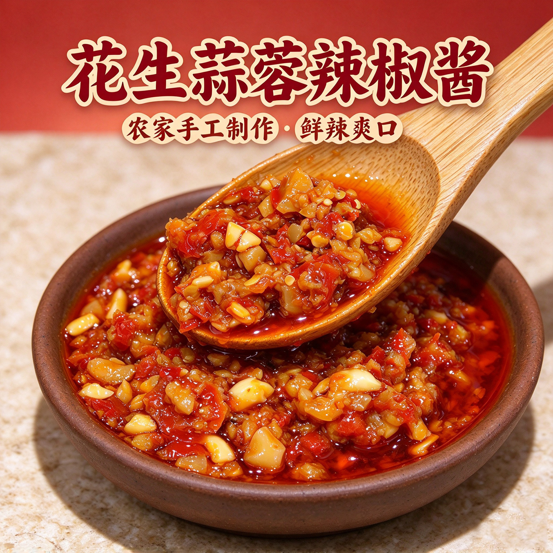 农家花生蒜蓉辣椒酱拌面拌饭蘸酱
