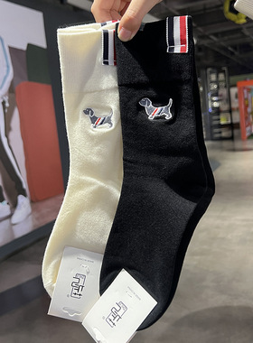 LookSocks小众极简英伦风网红小狗刺绣中筒袜潮韩版百搭显瘦长袜