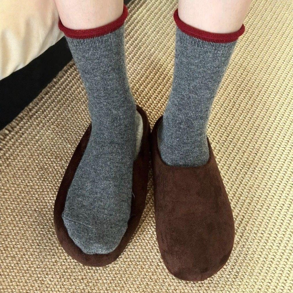 秋冬复古卷边羊毛款~红灰撞色太美了！高级松驰感袜子女巨百搭！,女士内衣/男士内衣/家居服,中筒袜,淘宝优惠券,粉丝福利购,淘宝优惠卷
