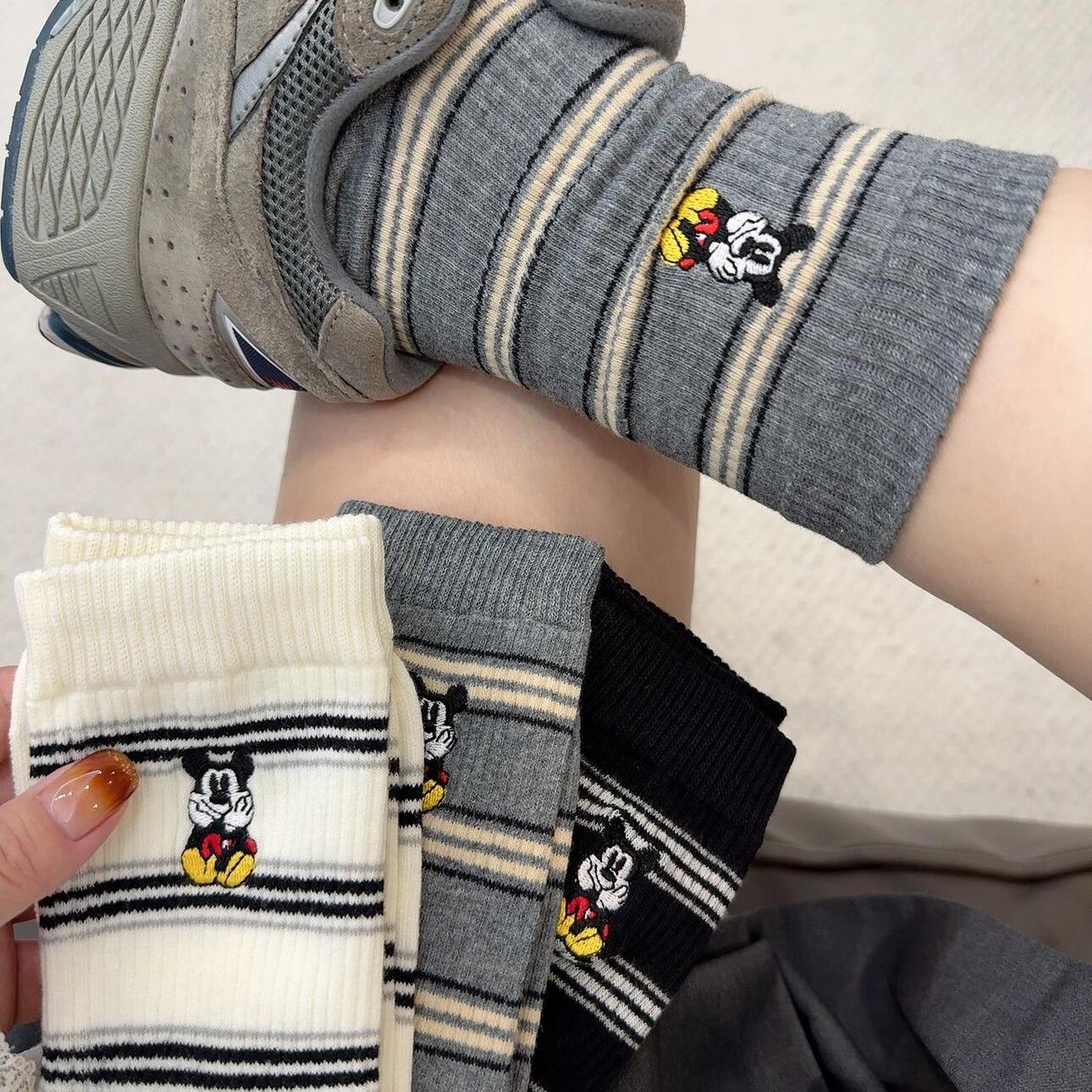 谁懂~米奇条纹好可爱啊复古学院风卡通刺绣无骨设计尊嘟好看