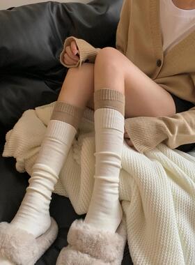 LookSocks小腿中筒袜日系甜酷可爱纯色奶白长袜女韩系百搭堆堆袜
