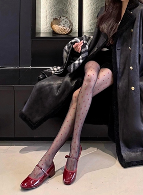 红色波点丝袜连裤袜秋冬！有点甜~有点御~.圣诞新年穿太辣妹了
