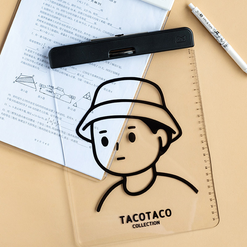 tacotaco亚克力夹板创意透明垫板可爱卡通写字板固定文件夹板画画板夹