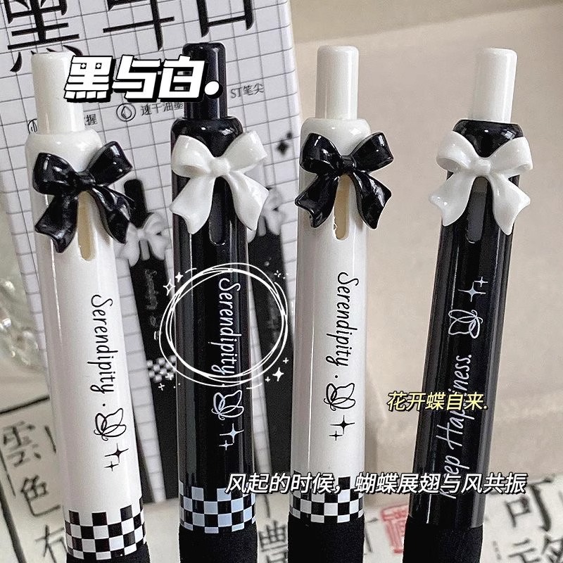 咔巴熊按动中性笔新款水墨黑与白