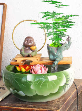 圆形一体装饰品套装增氧造景摆件