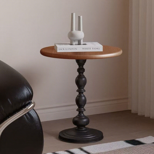 复古边几客厅茶几小桌子阳台茶桌沙发边桌中古风小圆桌床头置物架