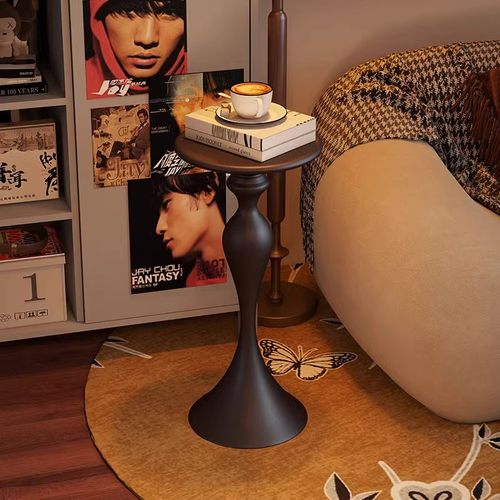 复古边几客厅茶几桌子小圆桌美式中古沙发边柜角几铁艺床头置物架