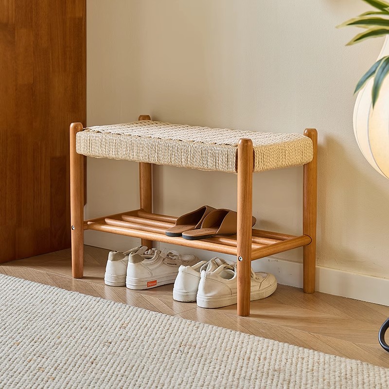 中古藤编换鞋凳鞋架坐凳一体